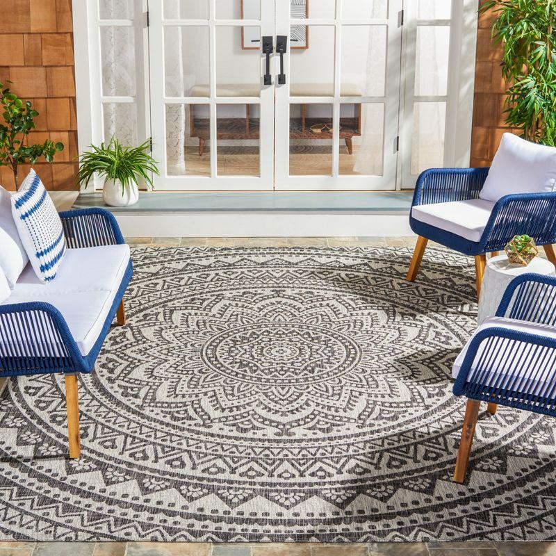 Light Grey and Black Geometric 8' x 10' Indoor/Outdoor Area Rug