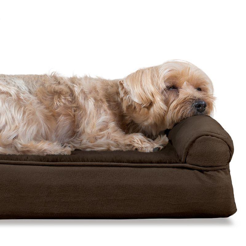 FurHaven Plush & Suede Full Support Sofa Dog Bed - Medium, Espresso