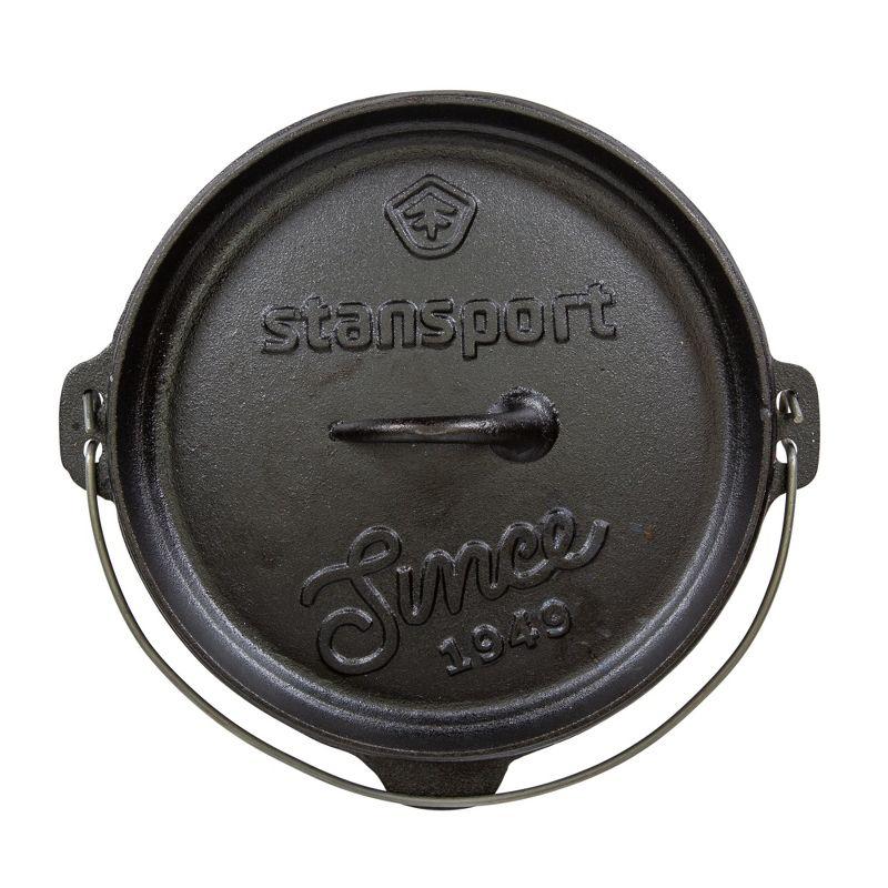 Stansport Preseasoned Cast Iron Flat Bottom Dutch Oven - 4 QT