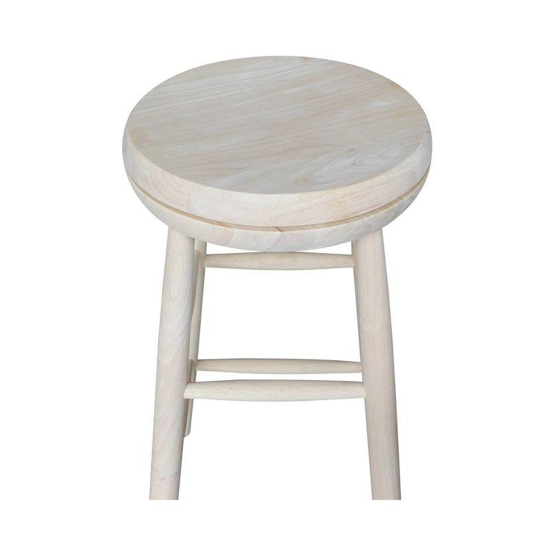 30" Jonathan Swivel Scooped Seat Barstool Unfinished - International Concepts: Solid Wood, Round, No Assembly