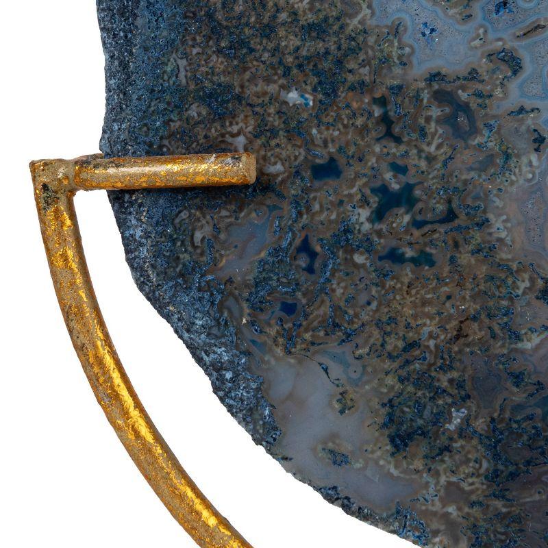 Storied Home Agate on Stand Blue 4" Includes 1 Stand Only: Luxury Glam Metal Sculpture, Indoor Decorative Object