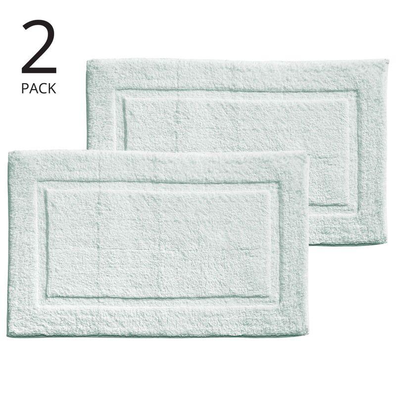 mDesign 100% Cotton Bath Mat, Hotel-Style Bathroom Floor Rug, 2 Pack