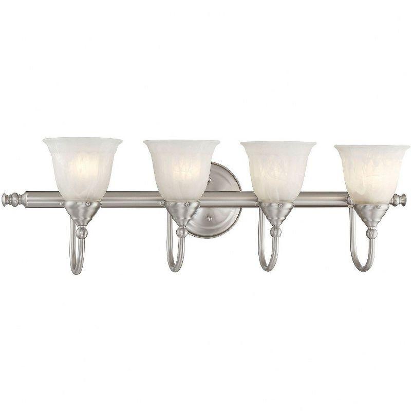 Brunswick 4-Light Satin Nickel Vanity Light with Glass Shades