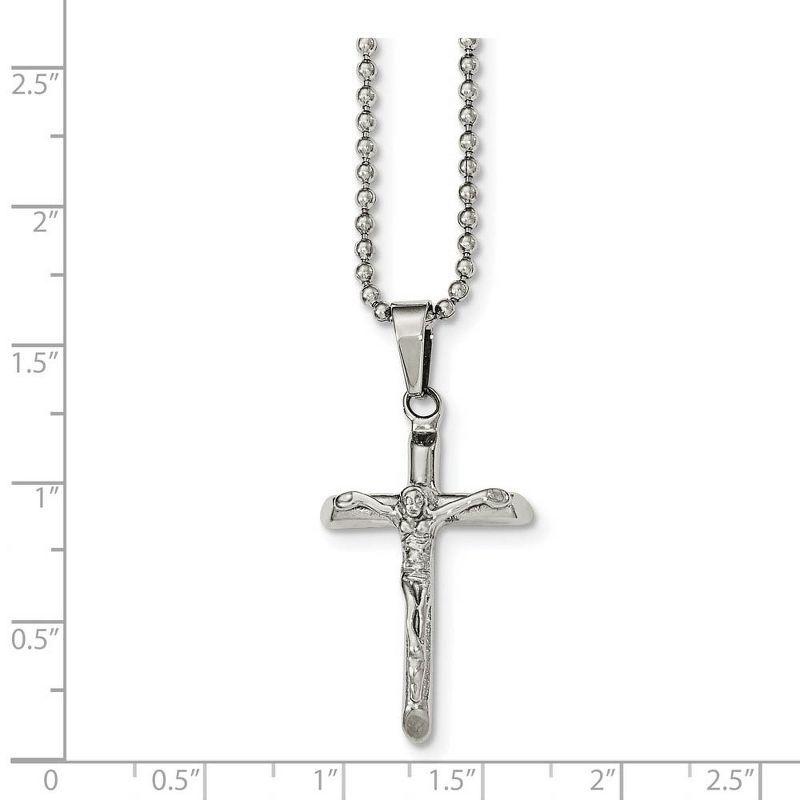 Black Bow Jewelry Crucifix Cross Necklace in Stainless Steel, 20 Inch