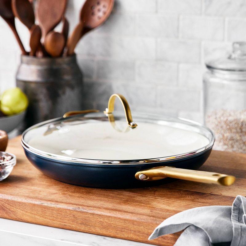 GreenPan Reserve Hard Anodized Healthy Ceramic Nonstick 12" Frying Pan Skillet, Gold Handle