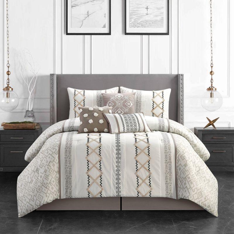 Nanshing America, Inc Anthony Microfiber 7 Piece Comforter Set