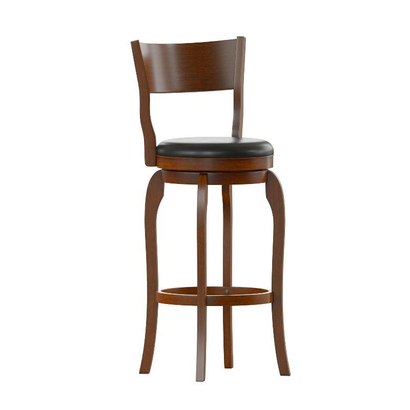 Antique Oak and Black Swivel Bar Stool with Leather Seat