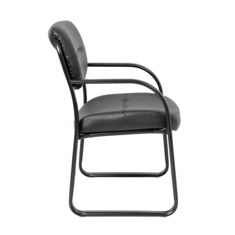 Elegant Black LeatherPlus Guest Chair with Metal Sled Base