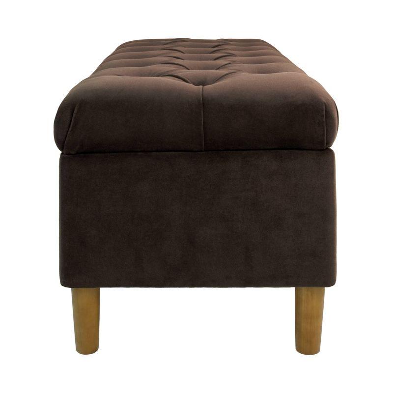 Button Tufted Storage Bench with Cone Wood Legs - HomePop