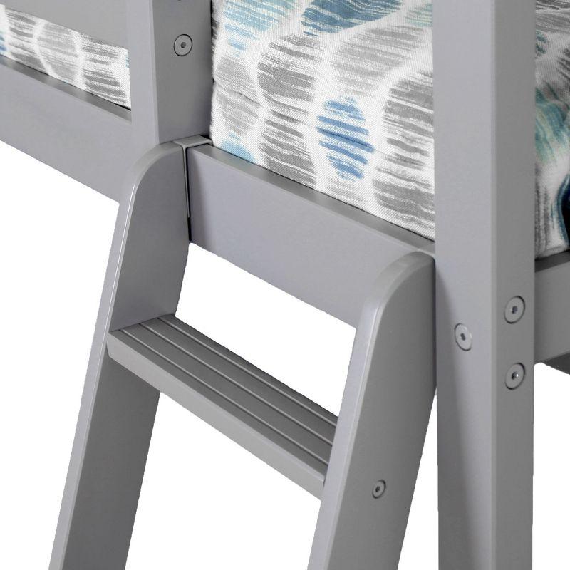 Max & Lily Solid Wood High Loft Bed,Twin Bed Frame For Kids With Bookcase and Ladder, Grey