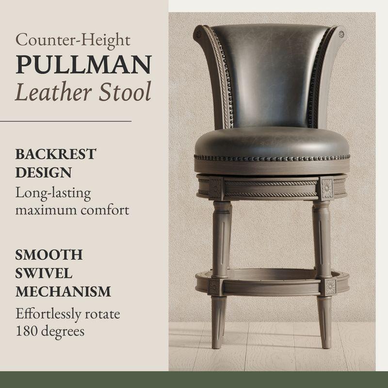 Maven Lane Pullman Counter Stool in Reclaimed Oak Finish w/ Ronan Stone Vegan Leather