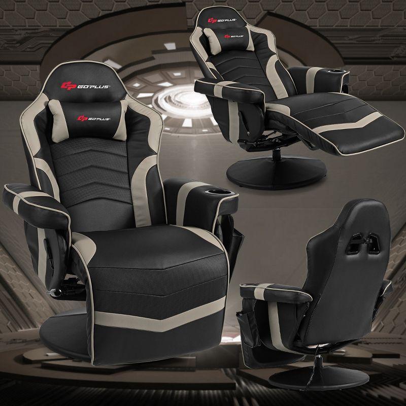 Costway Massage Gaming Recliner Reclining Racing Chair Swivel Gray