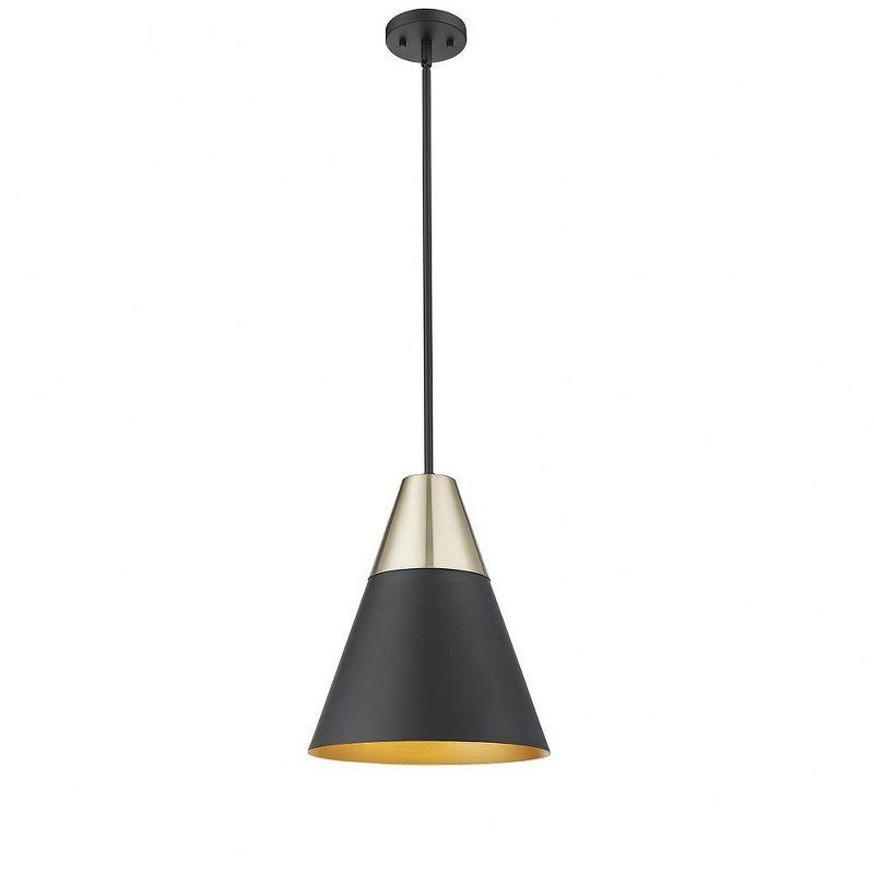 Matte Black and Gold Mid-Century Modern Pendant Light