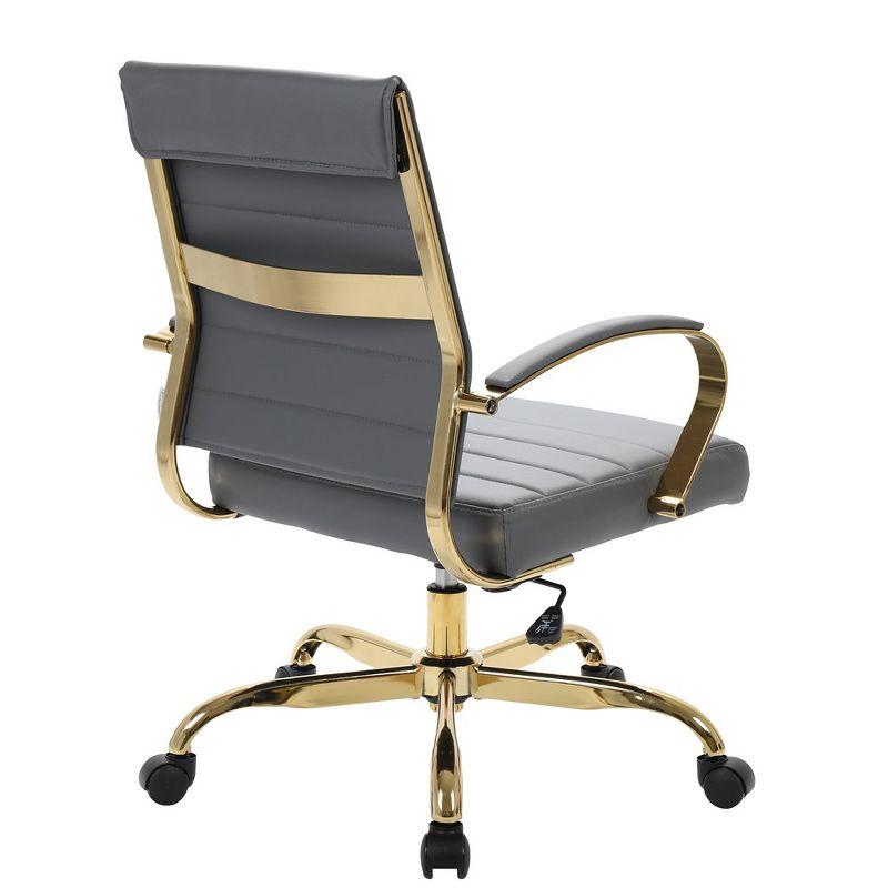 Everly Quinn Naudain Leather Office Chair – Modern Executive Swivel Task Chair with Wheels, Adjustable Height & Padded Arms for Desk or Conference Room