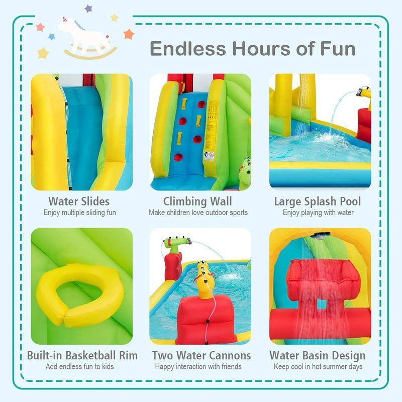 Costway Inflatable Water Slide Kids Splash Pool Bounce House with 480w Blower