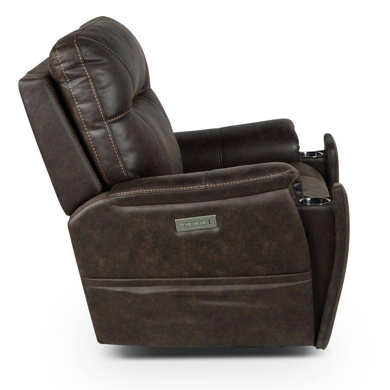 Lexington Power Media Recliner Saddle Brown - Steve Silver Co.: Faux Leather, USB Port, Cup Holder