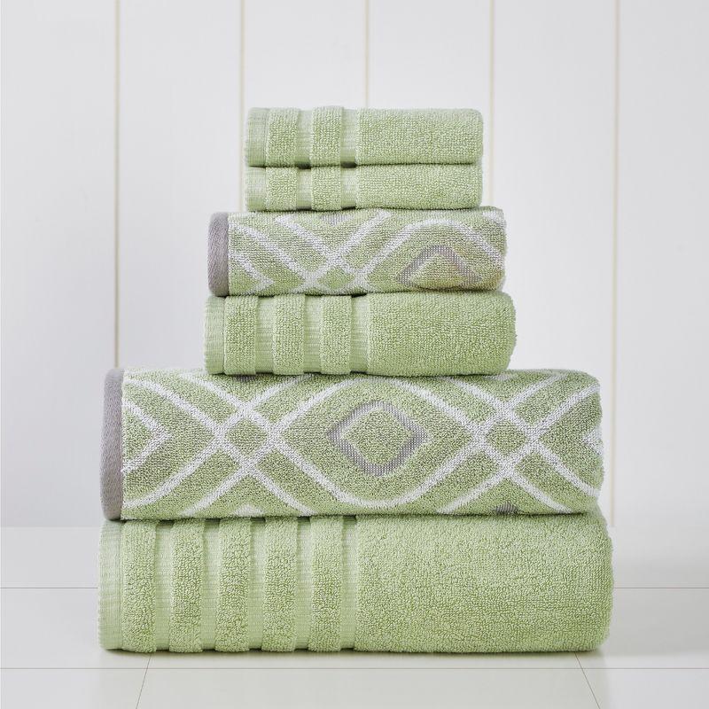 Modern Threads Oxford 6-pc Yarn Dyed Jacquard/Solid Towel Set, Green