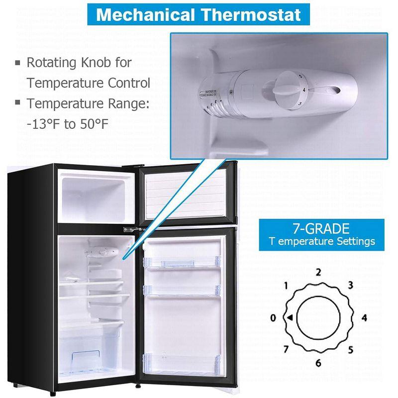 Costway 2 Doors 3.4 cu ft. Unit Compact Mini Refrigerator Freezer Cooler