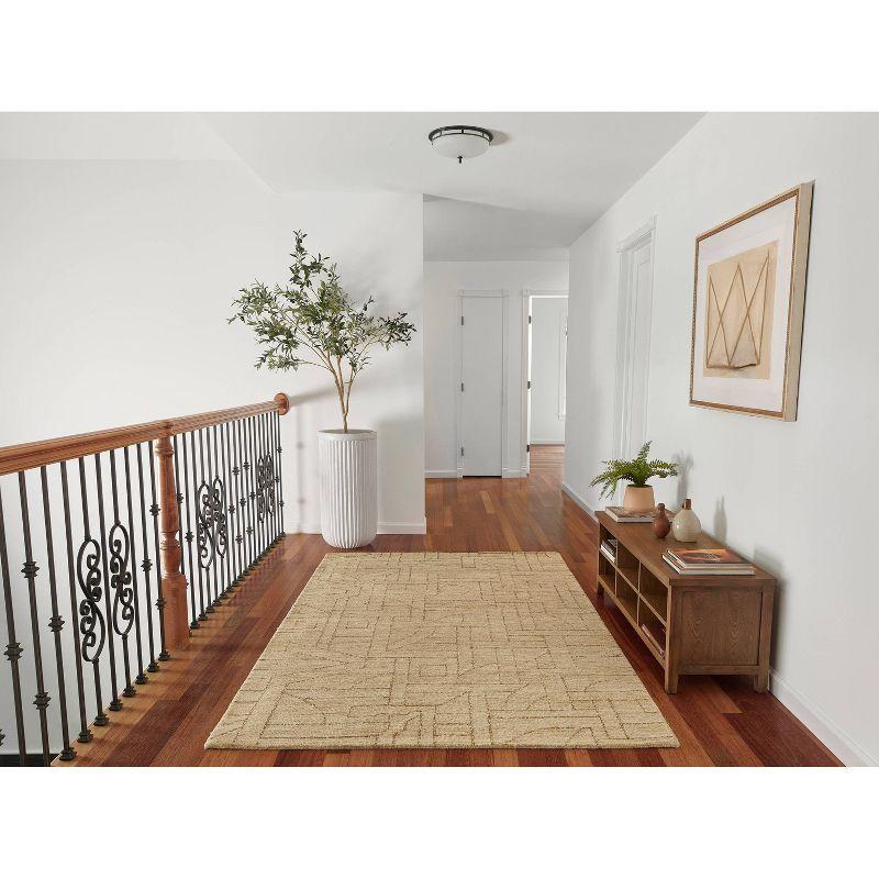 Momeni 2'3"x8' Teppe Rowan Handtufted Runner Rug Natural: Wool, Geometric Pattern, Low Pile, Indoor Use, Handmade