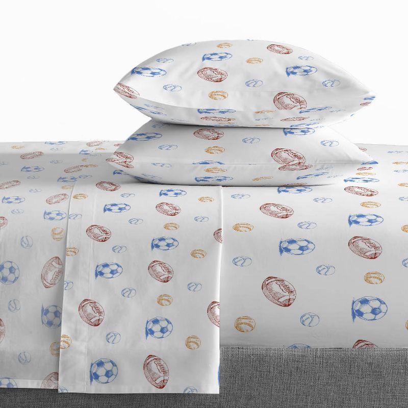Saturday Park Vintage Stripe & Sports 100% Organic Cotton Queen Bed Set