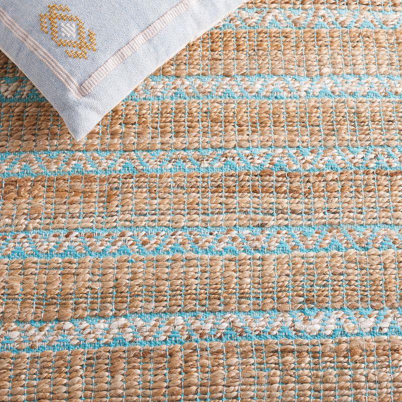 Natural Fiber NFB655 Power Loomed Runner Rug - Teal/Natural - 2'3"x8' - Safavieh.