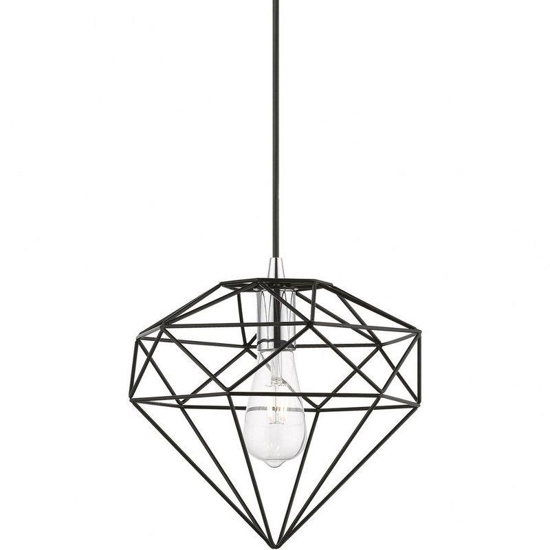 Livex Lighting Knox 1 - Light Pendant in  Shiny Black/Polished Chrome