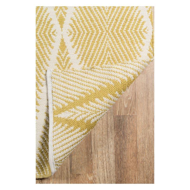 River Geometric Handmade Flatweave Yellow/White Area Rug