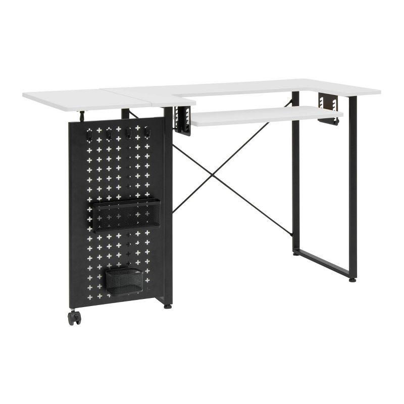 Graphite Black Pivot Sewing Table with Swingout Storage Panel