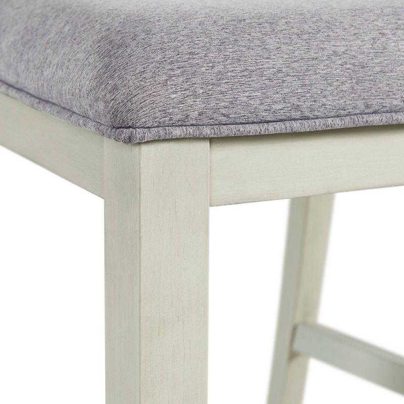 Bisque Finish Upholstered Wood Side Chair Set with Gray Seats