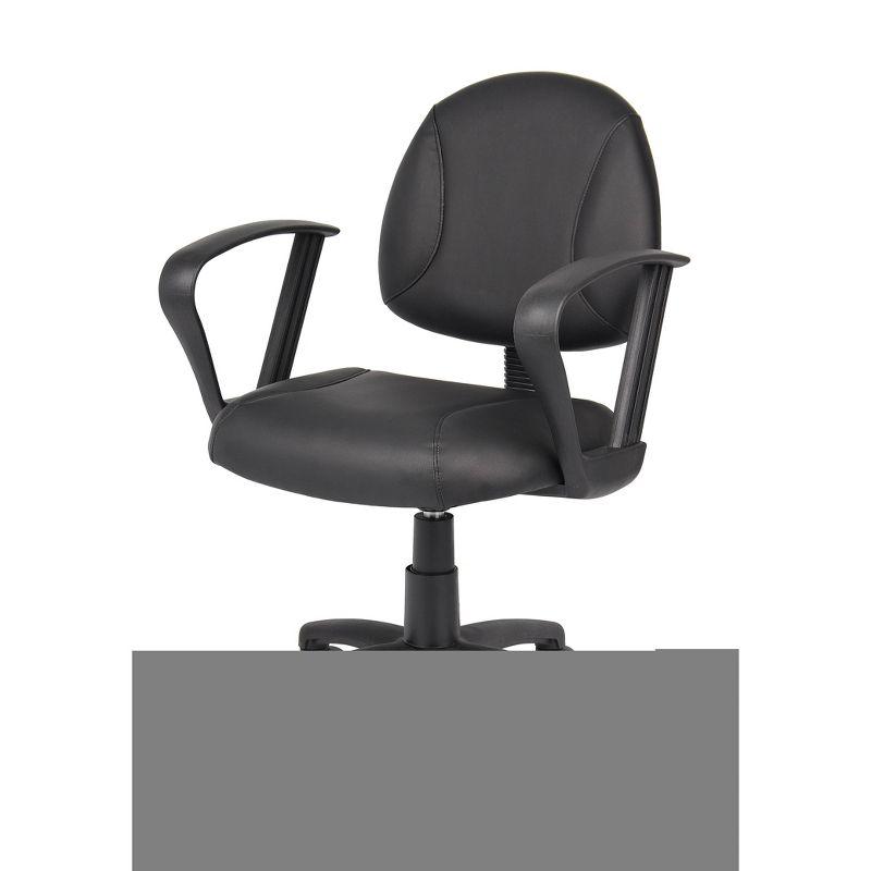 Posture Chair with Loop Arms Black - Boss Office Products: LeatherPlus, Lumbar Support, Adjustable Height