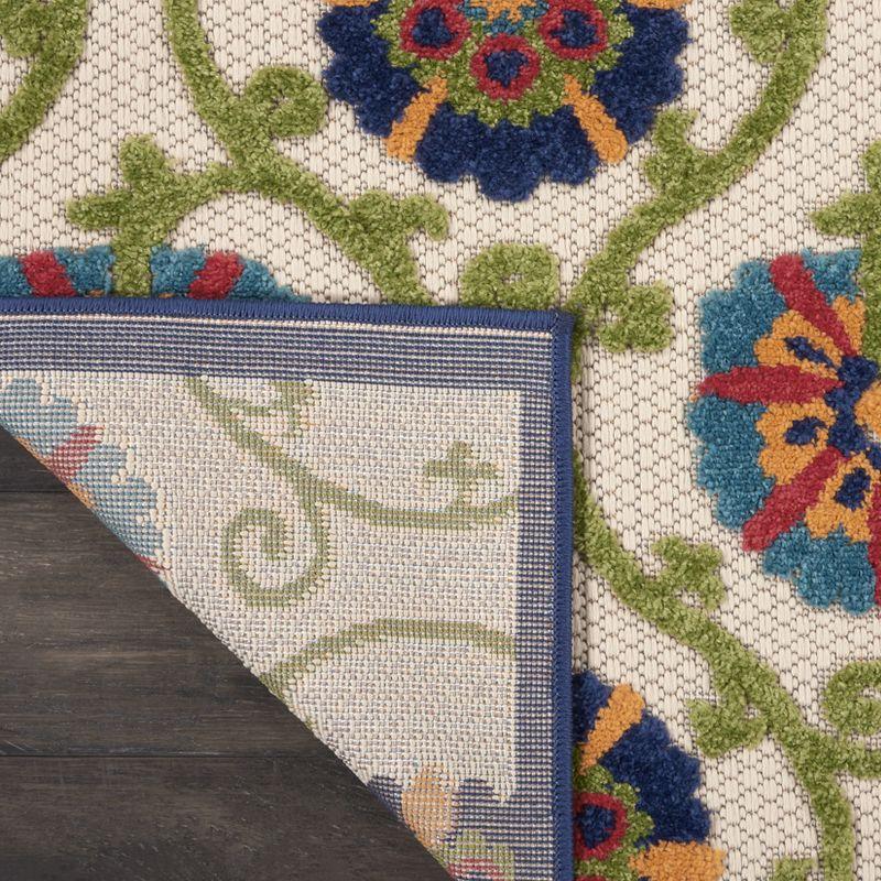 Nourison Aloha Contemporary Floral Flatweave High-Low Indoor Outdoor Area Rug Blue/Multicolor 2'8" x 4'