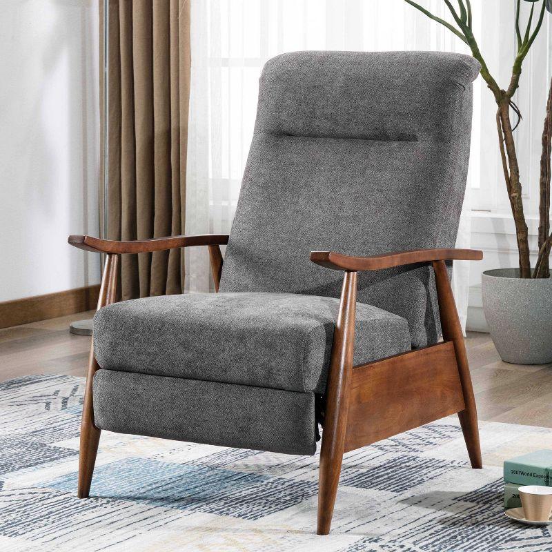 Comfort Pointe Soren Press-Back Recliner Charcoal: Upholstered Polyester, Wood Frame, Foam Fill, Spot Clean