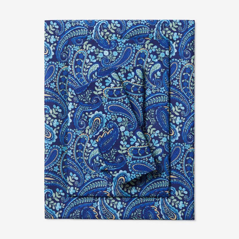 BrylaneHome BH Studio Microfiber Printed Sheet Set - Full, Navy Paisley