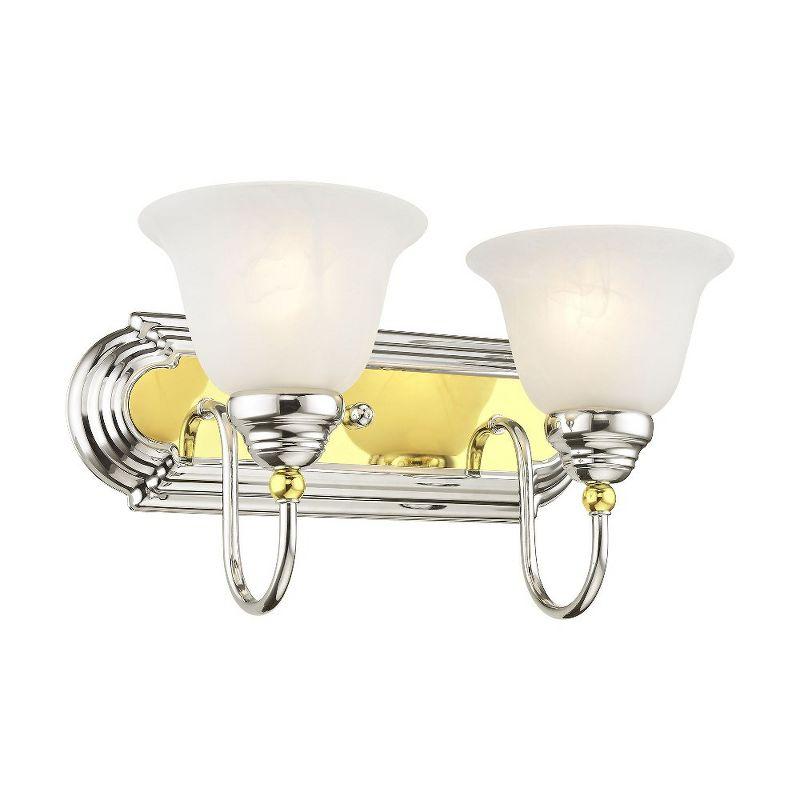 Belmont 2-Light Polished Chrome and Brass Vanity Fixture