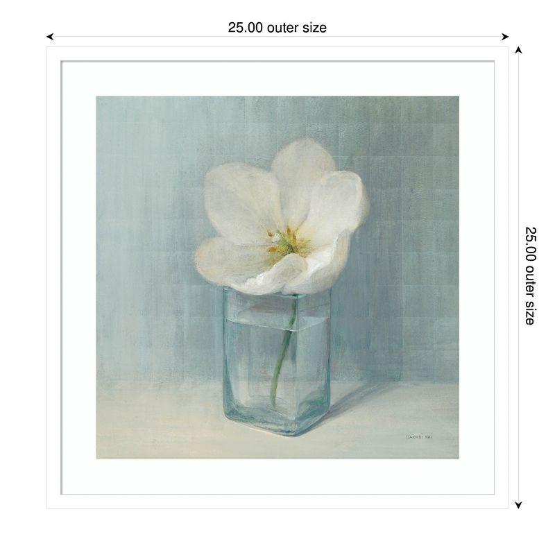 Amanti Art Single White Tulip by Danhui Nai Wood Framed Wall Art Print