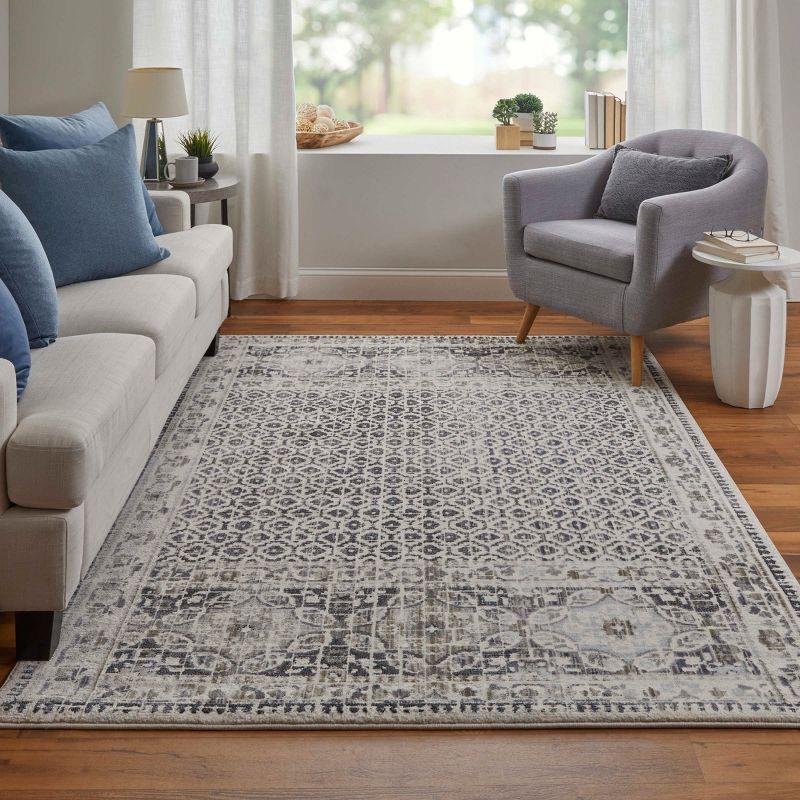 Kano Transitional Distressed Ivory/Taupe/Gray Area Rug