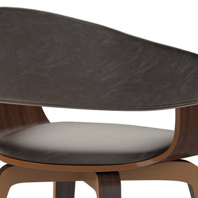 Simpli Home Lowell Bentwood Upholstered Dining Chair with Curved Backrest in Mid-Century Modern Style