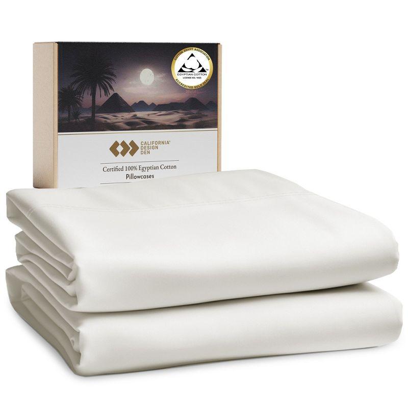 California Design Den 100% Cotton Pillow Cases Standard Size Set of 2, Sateen Weave, Cooling Pillow Cases for Standard / Queen Size Pillows, Ivory