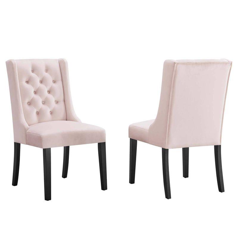 Set of 2 Baronet Performance Velvet Dining Chairs Pink - Modway: Rubberwood Frame, Upholstered, Spot Clean