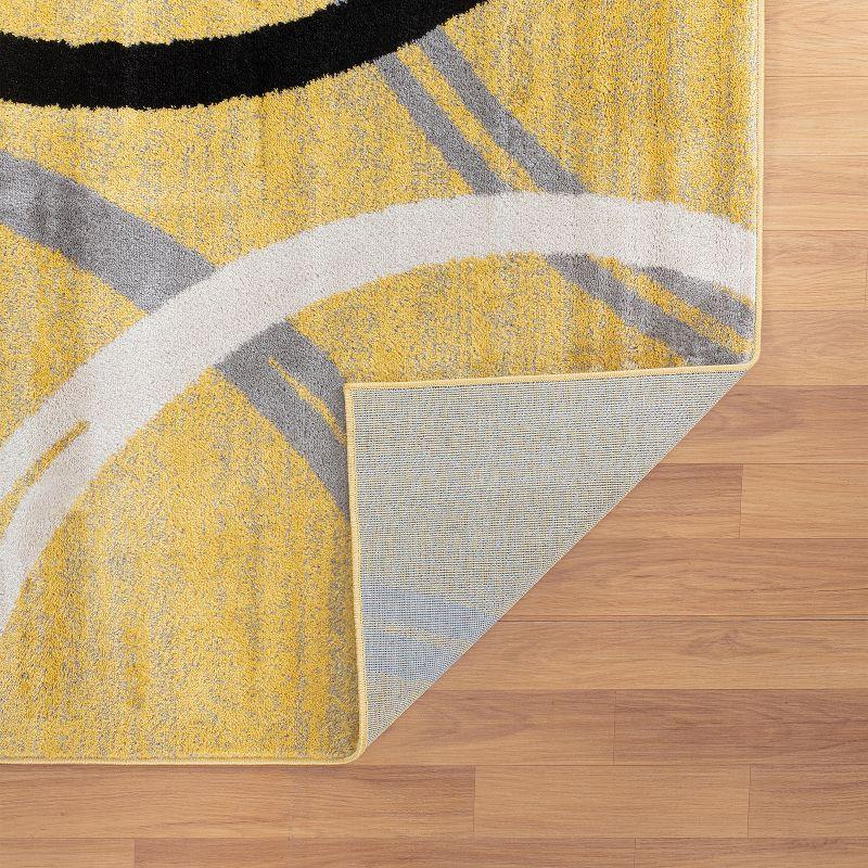 Modern Abstract Yellow 3'3"x5' Synthetic Easy Care Area Rug