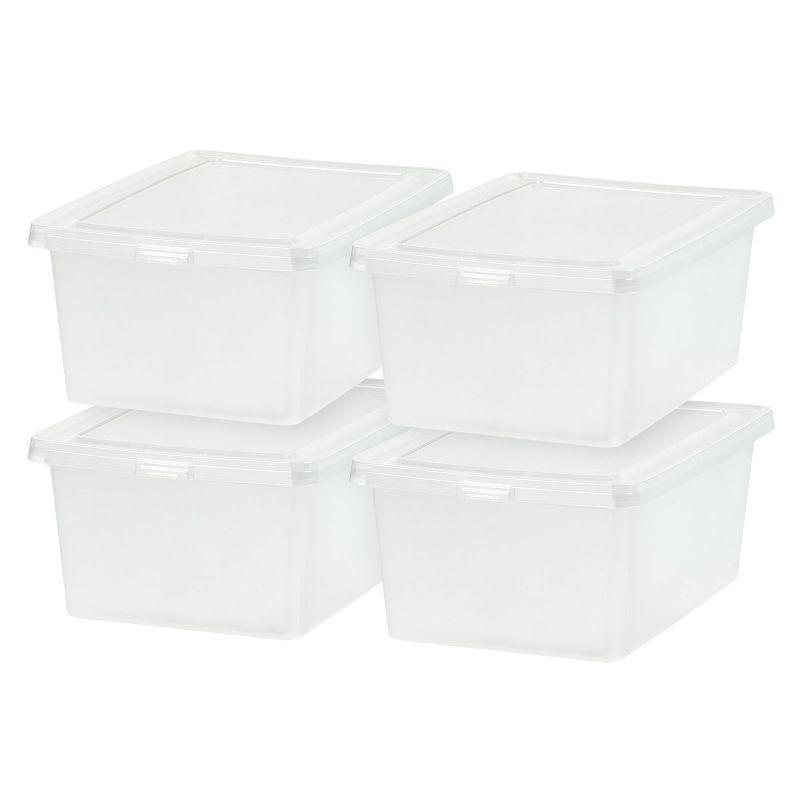 IRIS USA Plastic Stackable and Nestable Storage Bin Tote Organizing Container, Clear