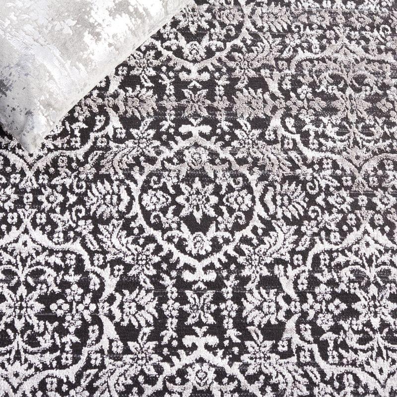 Charcoal and Ivory Synthetic Bohemian Area Rug