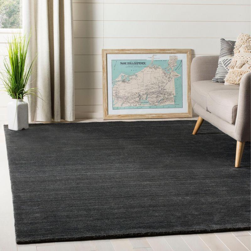 Anthracite Hand-Knotted Wool and Viscose 3' x 5' Rug