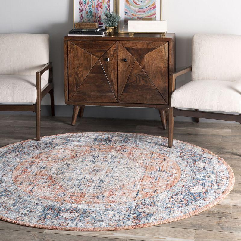 Nuloom Zara Medallion Oval 5x8 Indoor Area Rug for Living Room Bedroom Dining Room Kitchen, Rust/Blue