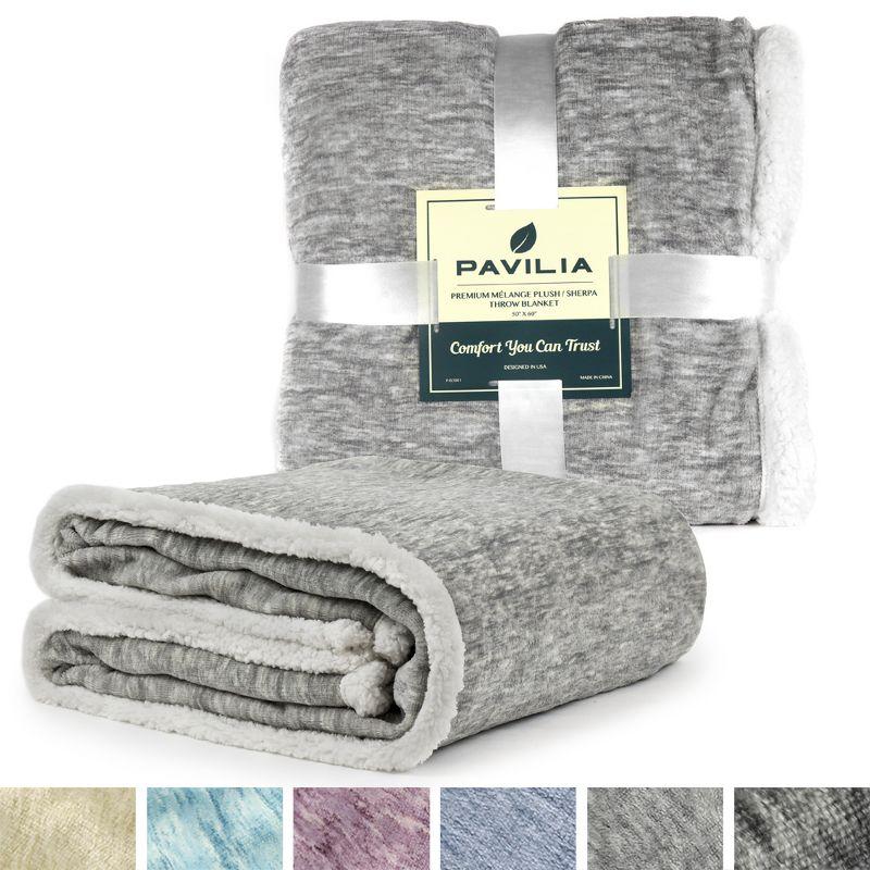 PAVILIA Fleece Plush Microfiber Throw Blanket for Couch, Sofa and Bed, Reversible