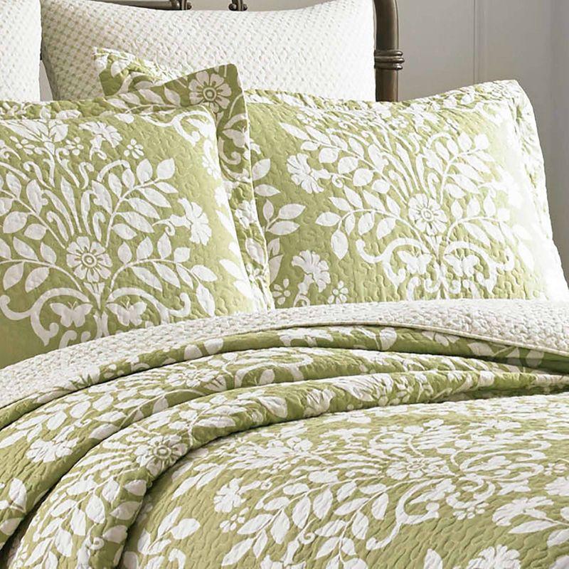 Sage Green Cotton Twin Reversible Quilt Set