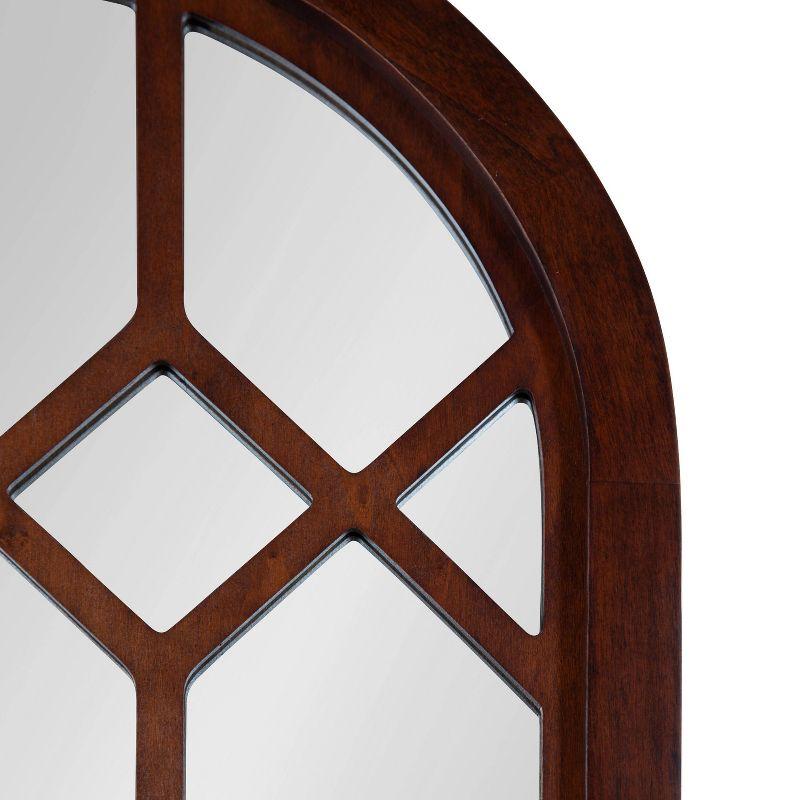 18" x 47" Gilcrest Windowpane Wall Mirror Walnut Brown - Kate & Laurel All Things Decor: Arched, Decorative, Large Window Pane, Tall