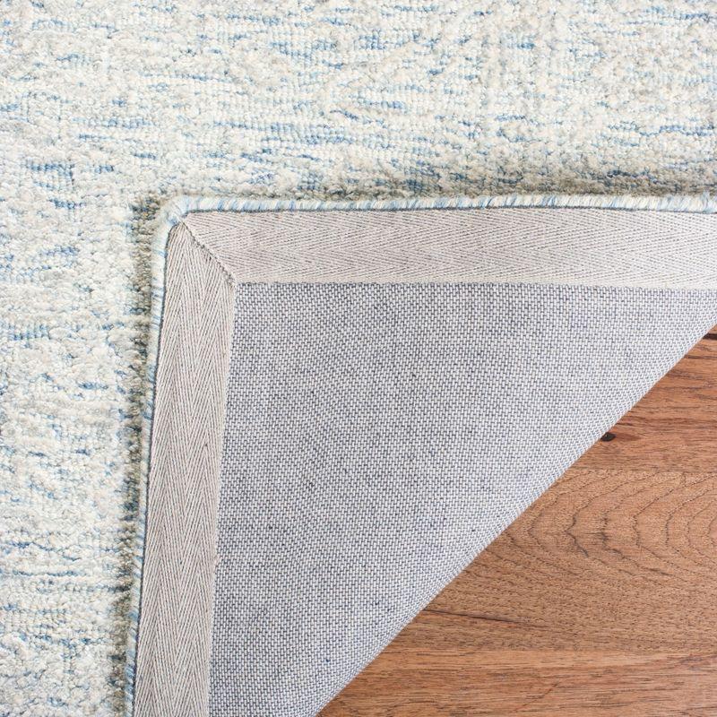 Blue and Ivory Square Hand-Tufted Wool Area Rug