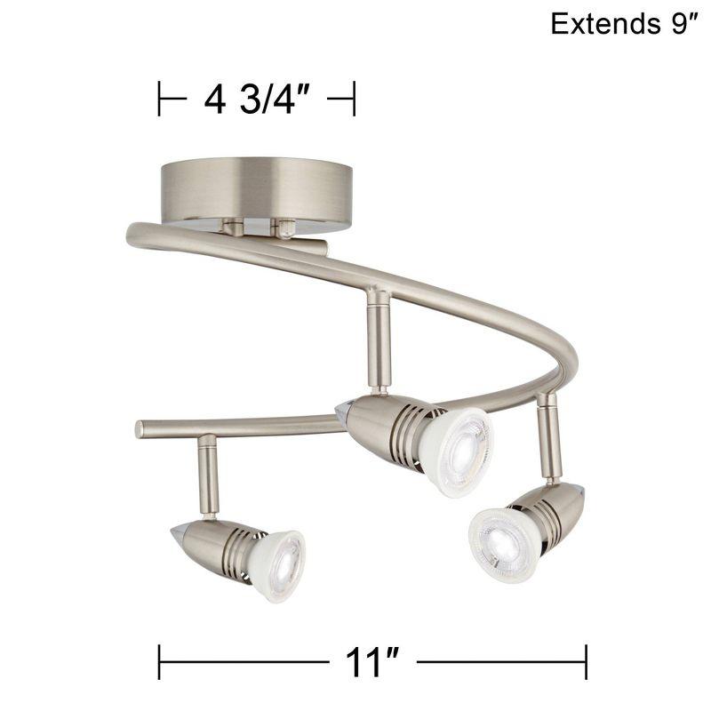 Silver Brushed Nickel 3-Head LED Ceiling Track Light