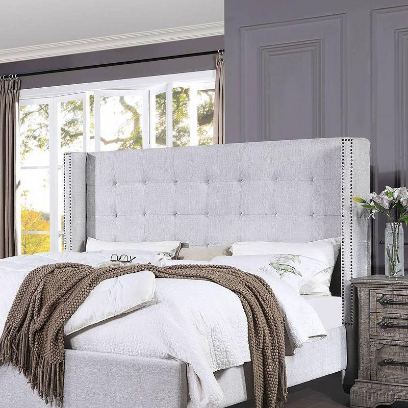 Artesia Queen Bed with Wingback Design and Faux Leather Upholstery